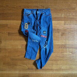 Statement Distressed Jeans - With Fun Quirky Patches!